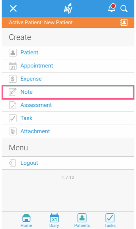 How do I dictate a note on the app?