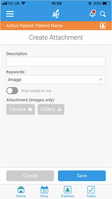How do I add an attachment on the app?