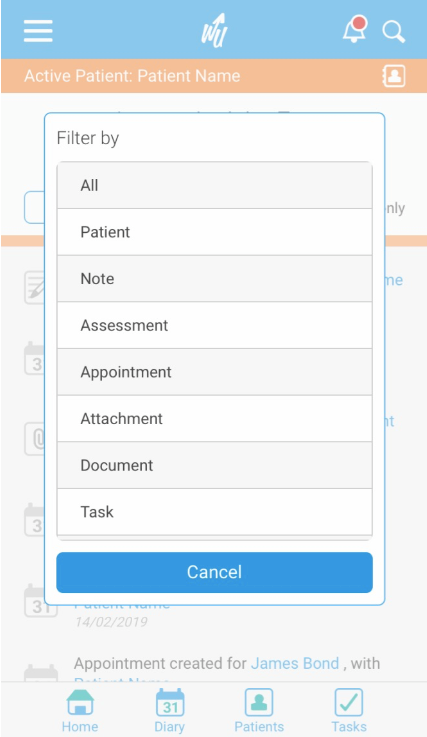 How do I filter my client files on the app?