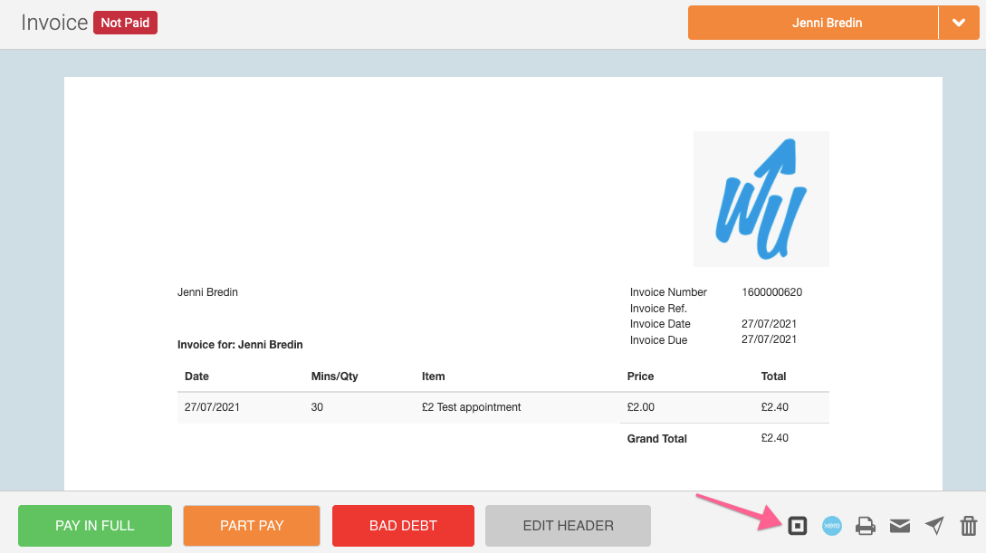 Invoice payments using the Square terminal