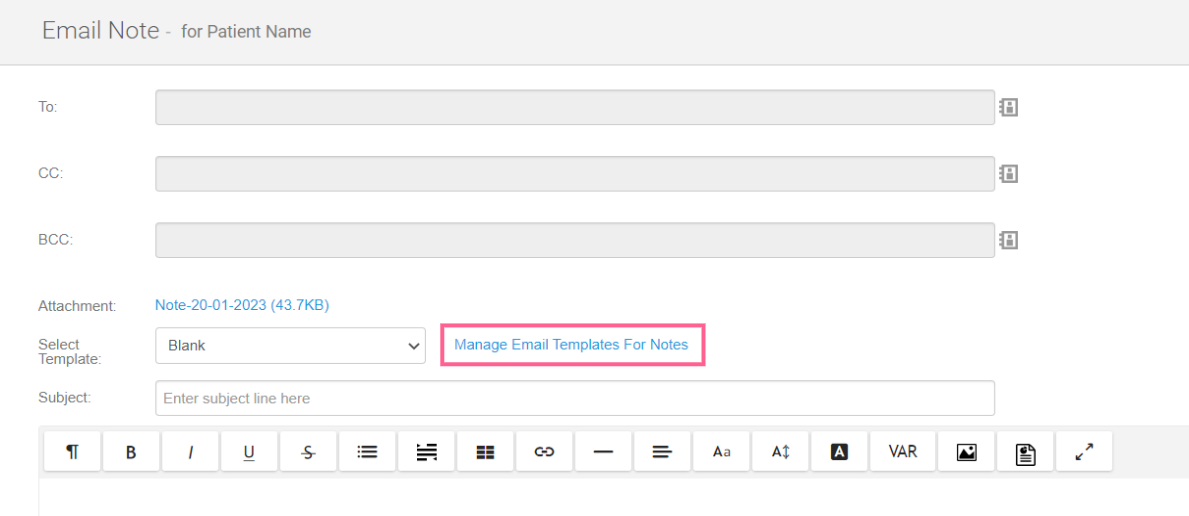 Email Template Note Text How do I set up an email template for notes?