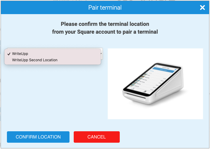 Pairing a Square Terminal for in person payments