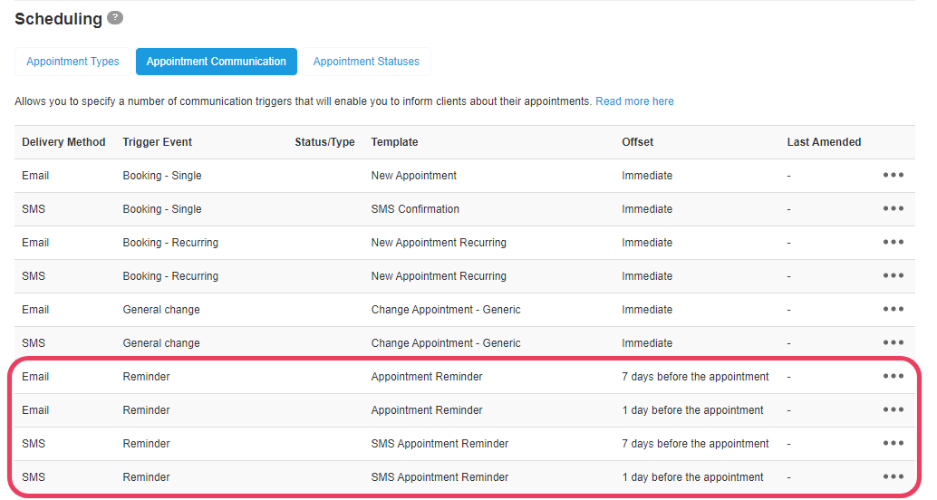 How do I set up an appointment reminder?