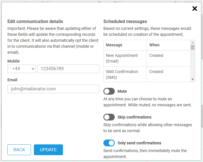 How do I send a patient a confirmation of an appointment but not a ...