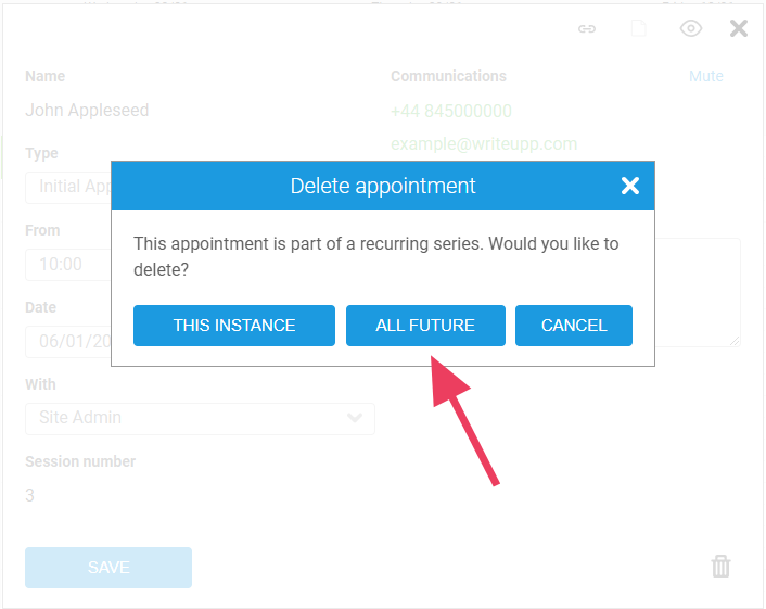 How do I let my patients know that a recurring appointment has been ...