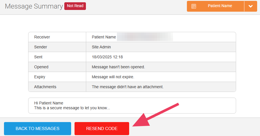 How can I resend an access code for a Direct Message?